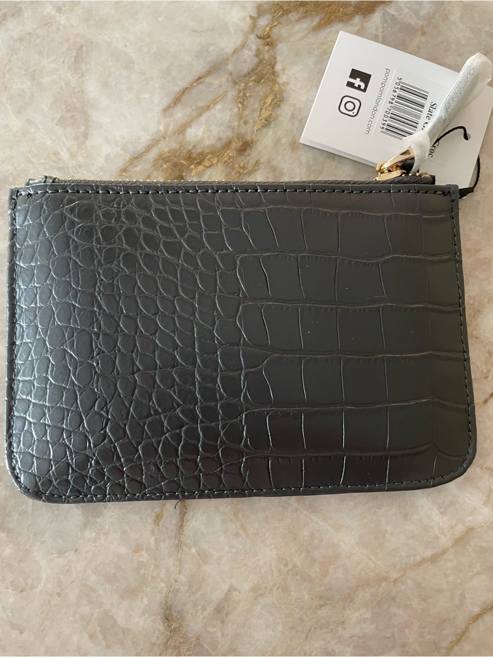 Pom Pom London Slate Grey Croc Embossed Coin Pouch - Picture 3 of 3